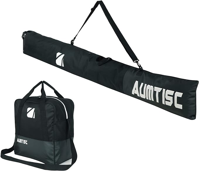 AUMTISC Ski Bag and Boot Bag Combo, Padded Ski Bags for Air Travel Flying, Adjustable Length for Skis Up to 200 cm and Boots Up to Size 13