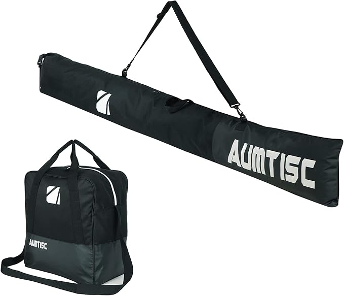 AUMTISC Ski Bag and Boot Bag Combo, Padded Ski Bags for Air Travel Flying, Adjustable Length for Skis Up to 200 cm and Boots Up to Size 13