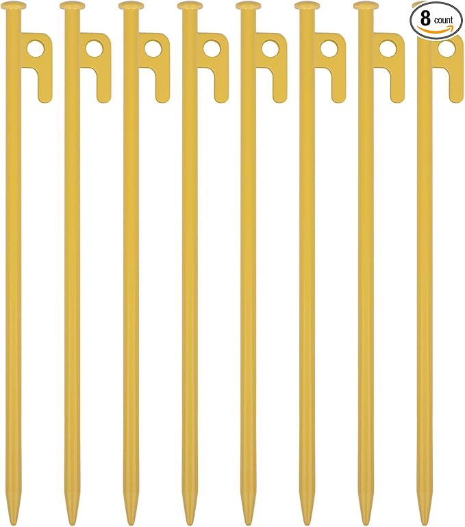 8 Pack Tent Stakes Heavy Duty 12 inch Steel Tent Pegs for Camping Unbreakable and Inflexible