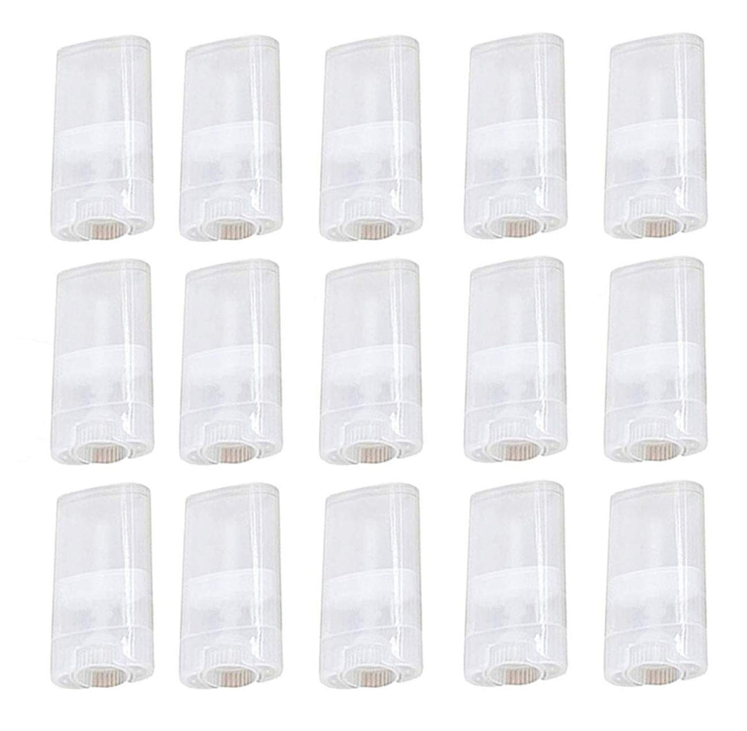 20 Pcs 15Ml Clear Empty Plastic Oval Deodorant Containers Lipstick Lip Balm Tubes 0.5 Oz Oval Twist-Up Refillable Tubes Bpa Free