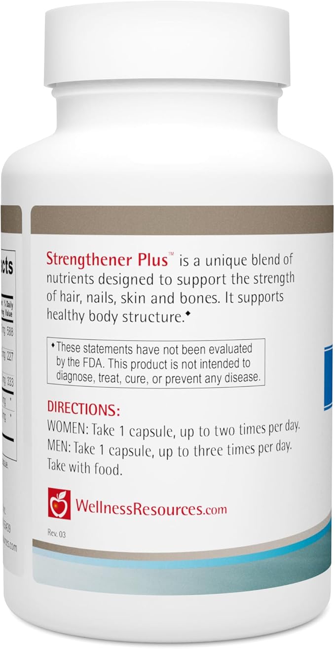 Wellness Resources Strengthener Plus - Zinc Formula for Immune System, Hair, Skin, and Nails. with Bamboo, B6, MSM Sulfur (100 Capsules)