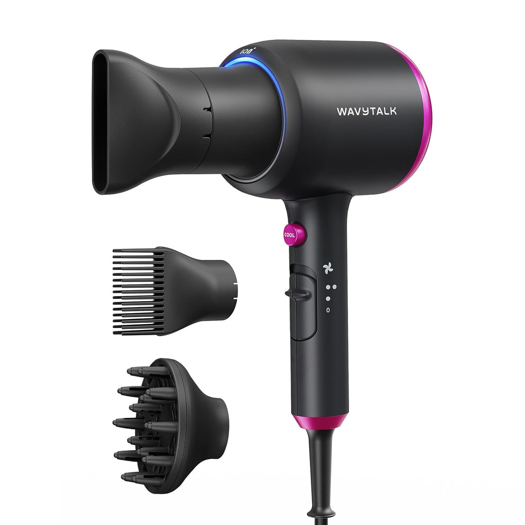 Wavytalk 1875W Ionic Hair Dryer | Diffuser & Comb for Curly Hair | Green
