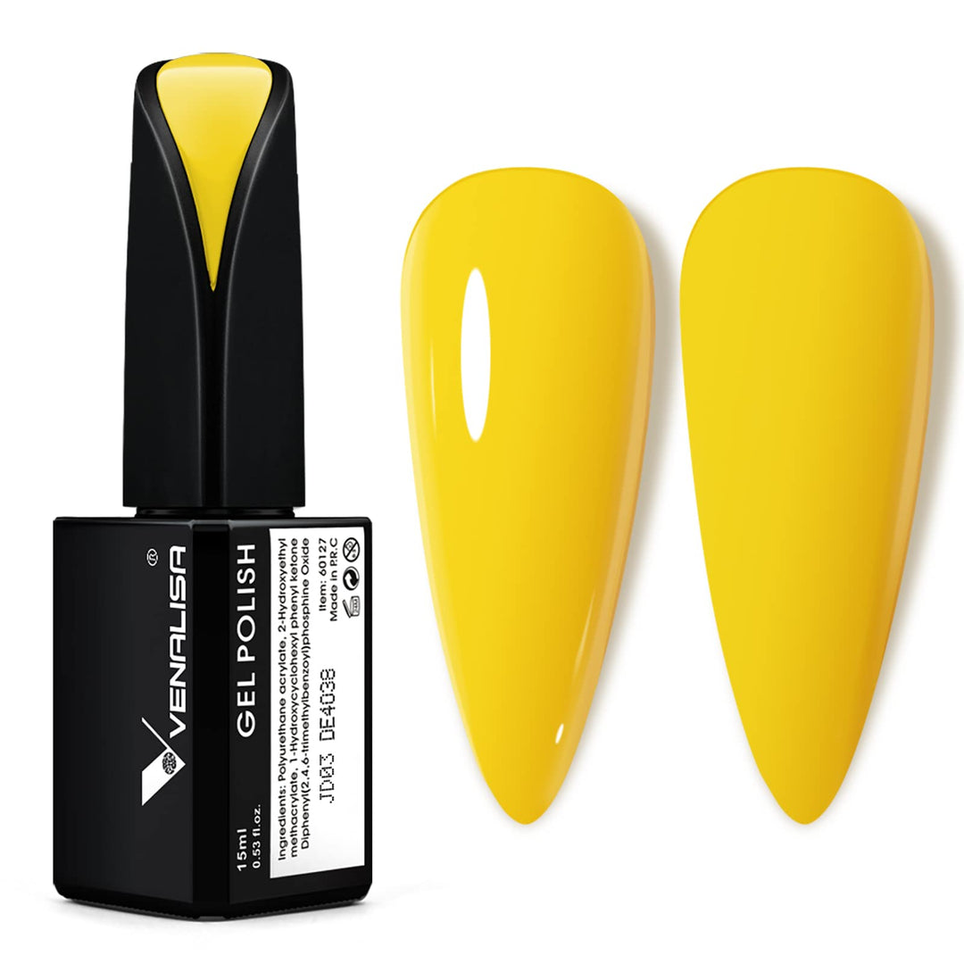 VENALISA Yellow Gel Nail Polish, 15ml Pastel Yellow Gel Polish Pale Yellow Color Soak Off UV LED Nail Gel Polish Nail Art Starter Manicure Salon DIY at Home, 0.53 OZ