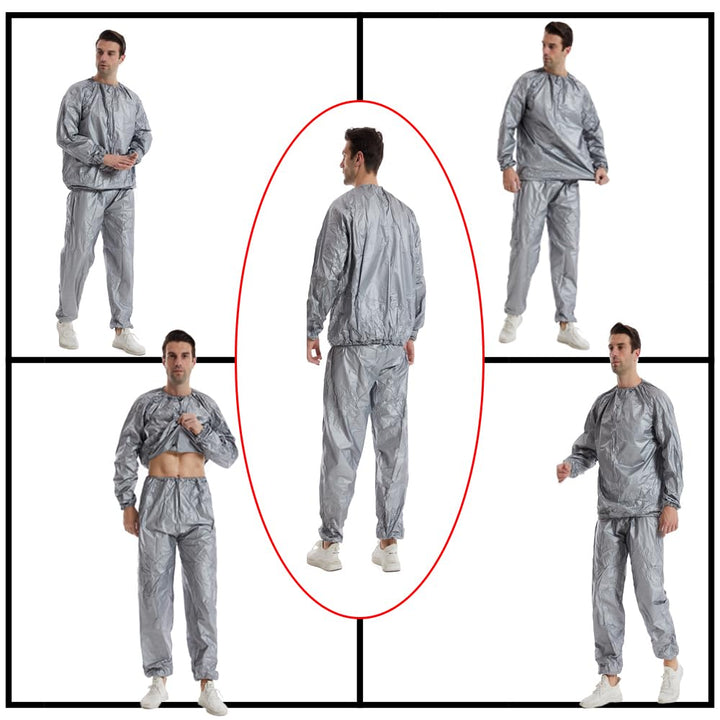 DawnBreak Sauna Sweat Suit for Women/Men Exercise Weight Loss Gym Fitness Workout Silver - M