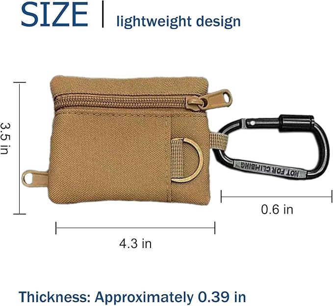 3 Pack Tactical EDC Keychain Pouch with Upgraded D-Ring - Military Mini Molle Utility Organizer for Outdoor, Hiking, Camping, Belt Gear, Zipper Pocket Bag