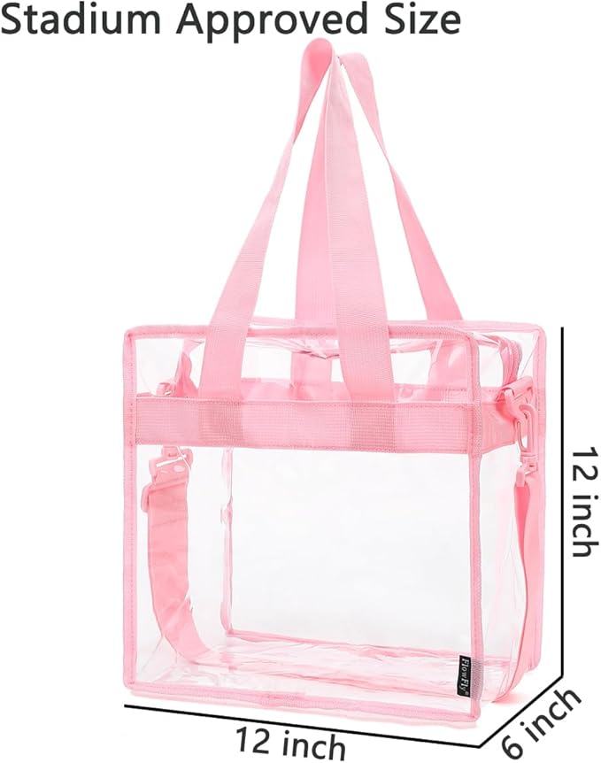 FlowFly Lunch Bag Tote Bag Lunch Organizer Lunch Holder Insulated Lunch Cooler Bag for Women/Men, Clear#Pink, Large