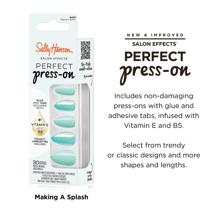 Sally Hansen Cuticle Remover & Press-On Nails Kit | 30 Designs with Aloe