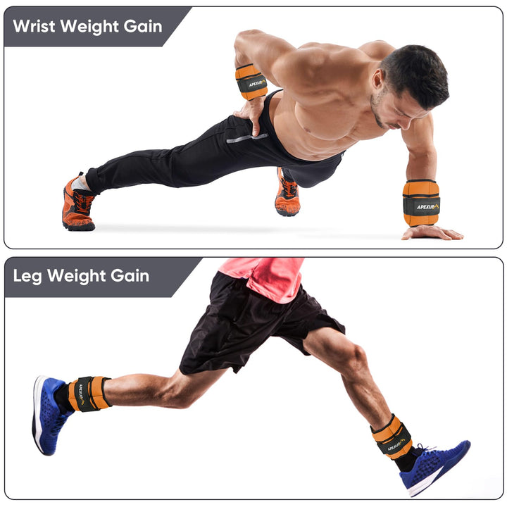 APEXUP Adjustable Ankle Weights for Women and Men, Modularized Leg Weight Straps for Yoga, Walking, Running, Aerobics, Gym (2-10 lbs, Orange)