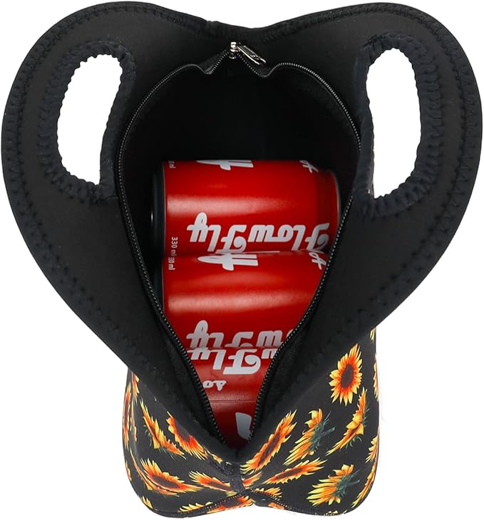 FlowFly Neoprene Lunch Tote Insulated Thermal Reusable Lunch Bag Box for Boys Men with Zipper (SunFlower)