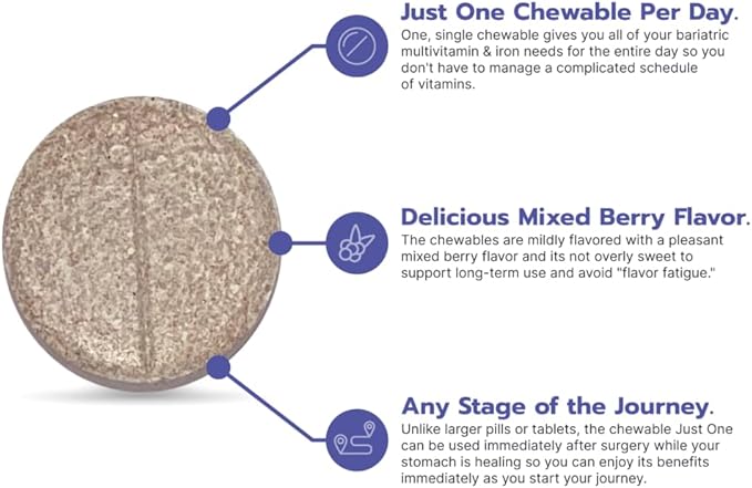 Bari Life Just One Chewable, Once Daily Bariatric Multivitamin and Iron