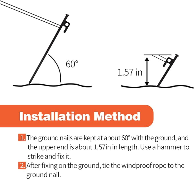 8 Pack Tent Stakes, 8in Tent Stakes Heavy Duty with Storage Bag, Forged Steel Tent Pegs for Camping Unbreakable and Inflexible(8pcs 8in Stakes)
