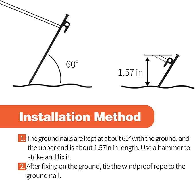 16 Pack Tent Stakes, 10in Tent Stakes Heavy Duty with Storage Bag, Forged Steel Tent Pegs for Camping Unbreakable and Inflexible(16pcs 10in Stakes)