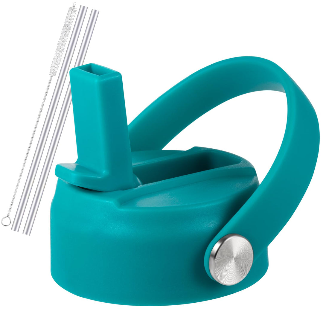 RRegeny Straw Lid for Hydro Flask Wide Mouth 32 40 oz, Straw Lids with Flexible Handle and Straws Compatible with HydroFlask, Replacement Sports Flex Cap Wide Mouth Top 32 40 oz