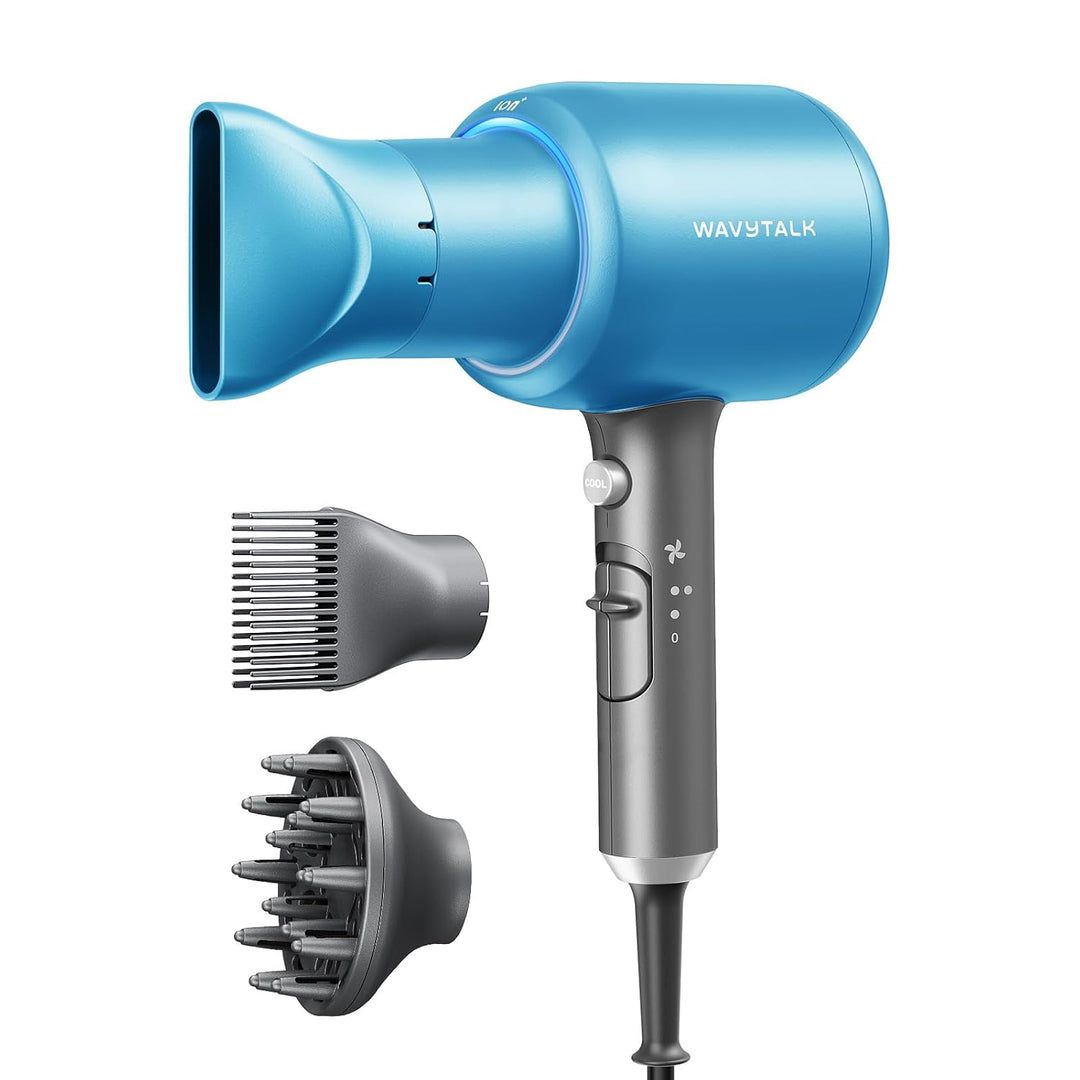 Wavytalk 1875W Ionic Hair Dryer | Diffuser & Comb for Curly Hair | Green
