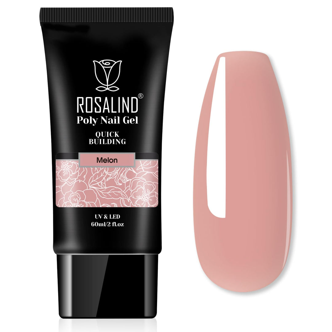 ROSALIND Pink Poly Extension Gel, 60ml Pink Poly Nial Gel Builder for Nail Art Decoration, Natural Pink Nail Thickening Poly Extension Easy to DIY Use at Home Need UV Lamp