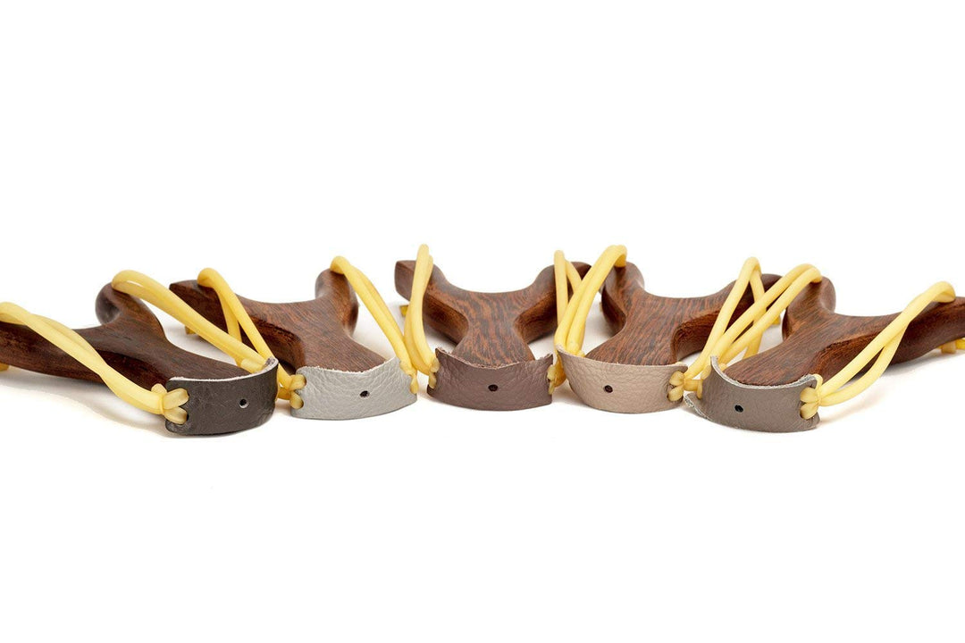 BASUNE Solid Wooden Slingshot Toys with Classic Construction Hunting Slingshot for Catapult Game, Outdoor, Hunting-for Kids/Children/Adult (Deep Brown)