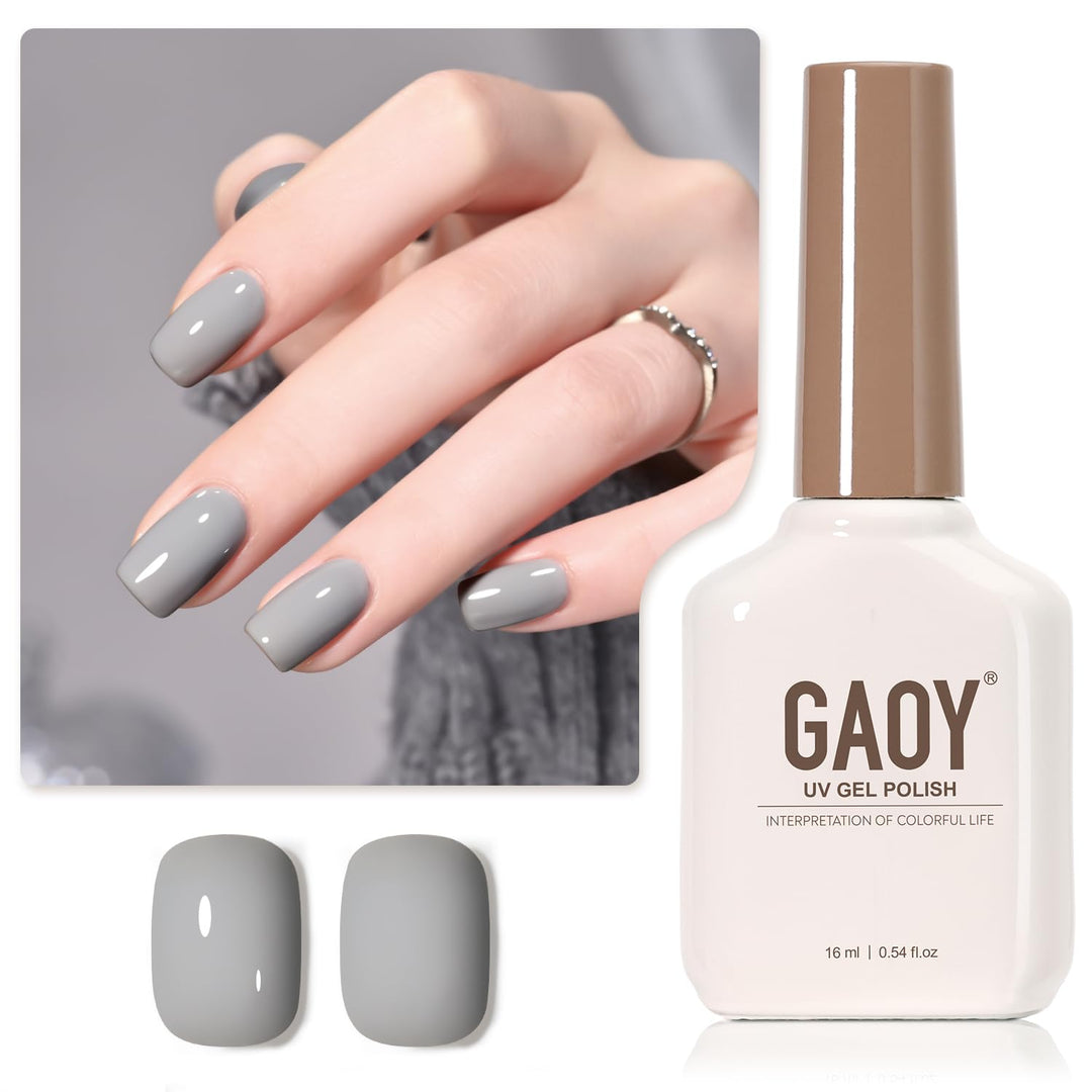 Gaoy Gray Gel Nail Polish, 16Ml Soak Off Gel Polish, Uv Light Cure For Nail Art Diy Manicure At Home, 2087 Atoms Gray