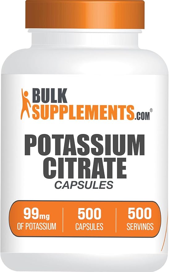 BulkSupplements.com Potassium Citrate Capsules - Potassium Citrate 99mg - 1 Capsule per Serving, 500 Capsules (Pack of 1)
