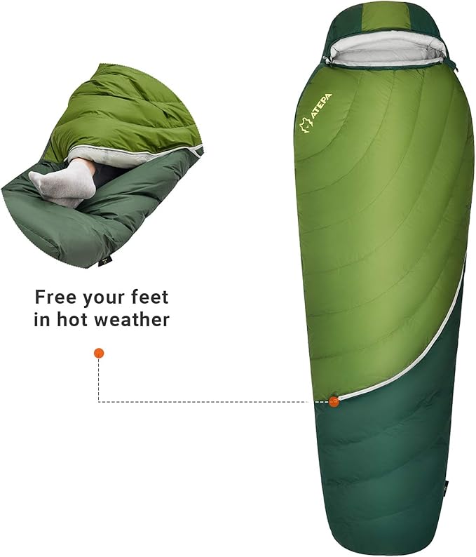 ATEPA Down Sleeping Bag for Adults, 650FP Ultralight 3 Season Compact Packable Sleeping Bag with Compression Sack for Camping Backpacking Hiking