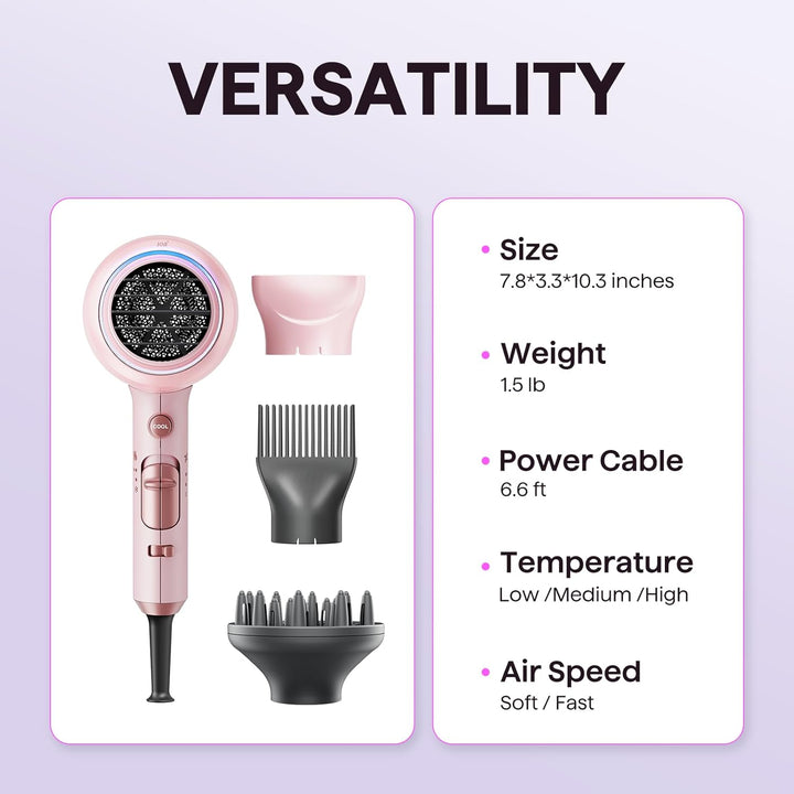 Wavytalk 1875W Ionic Hair Dryer | Diffuser & Comb for Curly Hair | Green