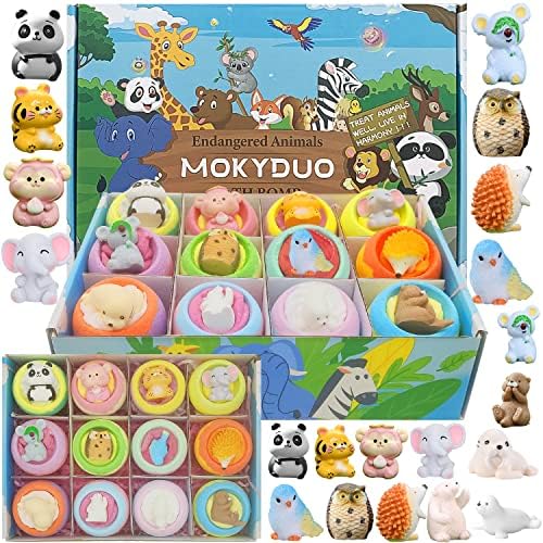 Bath Bombs for Kids with Surprise Inside,12-Pack Natural Organic Kids Bath Bombs with Endangered Animals Toys, Fun & Educational Gift, Ideal Birthday,Christmas,Children's Day Gifts kit