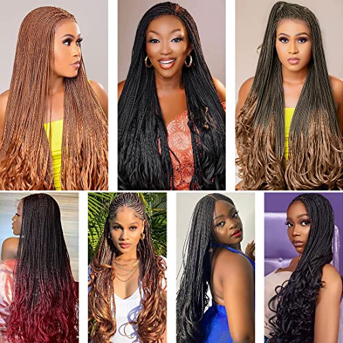 6 Packs French Curl Braiding Hair 18 Inch Loose Wave Bouncy Braiding Hair Pre Stretched 100g/pack Yaki Curly Crochet hair for Black Women Hair Extensions (1B)