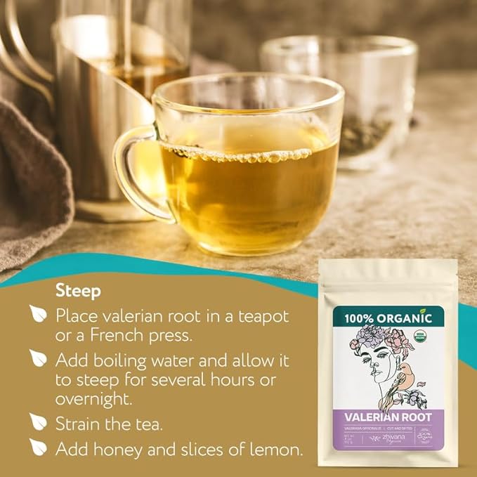 Organic Valerian Root Tea (4oz.) - Te De Valeriana Organica Para Dormir y Ansiedad - Valerian Tea - Valarian Roots Herb to Improve Sleep, Lower Stress, Relax Muscles