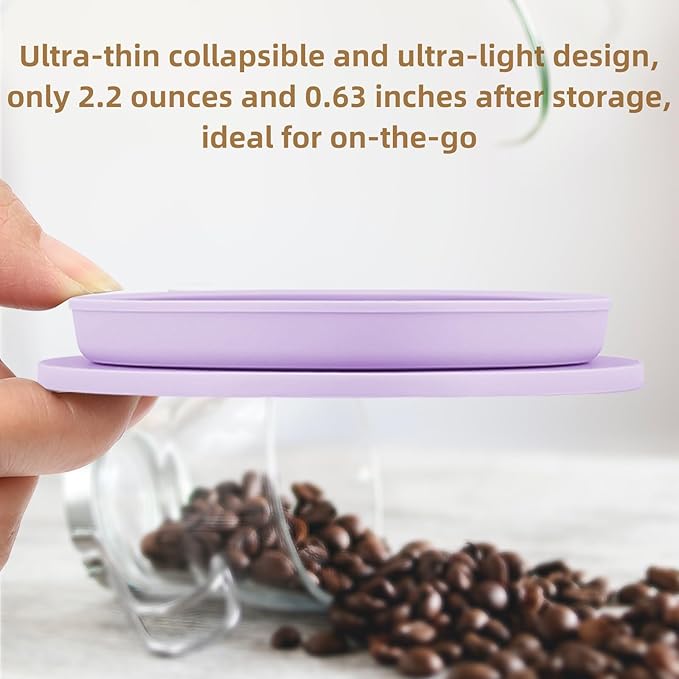 2 Pieces Collapsible Paperless Travel Pour Over Coffee Dripper Kit, Single Cup Travel Pour Over Coffee Maker Camping, Portable Silicone PourOver Coffee Filter Reusable (Purple+Green)