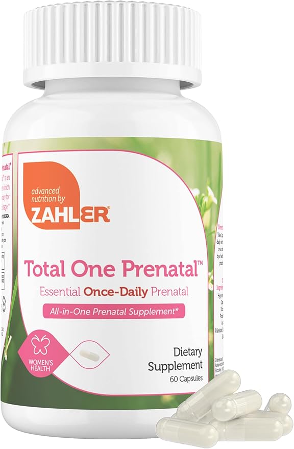 Zahler - Total One Prenatal Vitamins for Women (60 Count) Daily Multi Vitamin Prenatals with Folic Acid, Iron, Zinc & 19 Other Essential Vitamins & Minerals - Kosher Pre Natal Multivitamin Capsules
