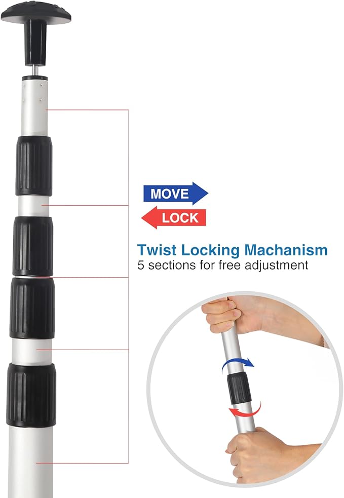 REDCAMP Aluminum Adjustable Camping Tarp Poles, 30in to 90in Telescoping Lightweight Tent Poles for Shelter, Awning, Hammock Rain Fly (Grey, Set of 2)