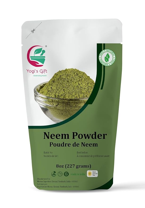NEEM Powder 8 oz | Wild Crafted | Detoxifier | Support Skin Health & Hair Growth | 100% Pure Neem Leaf Powder | Azadirachta Indica by Yogi's Gift