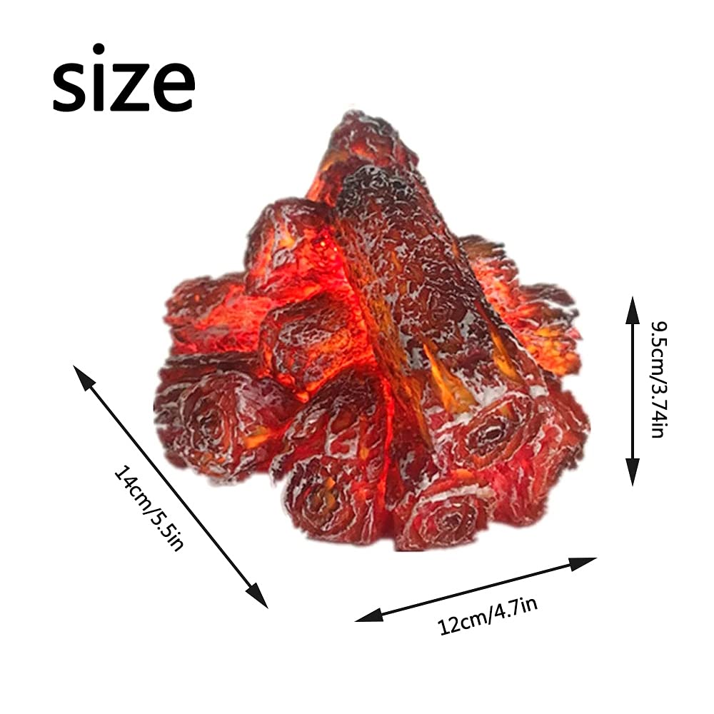 Charcoal Flame Effect Lantern Lamps Artificial Logs for Fireplace Flameless Light with Realistic Log Wood Burning Atmosphere As Christmas Festival Home Living Room Tv Cabinet Fake Fire Decorations