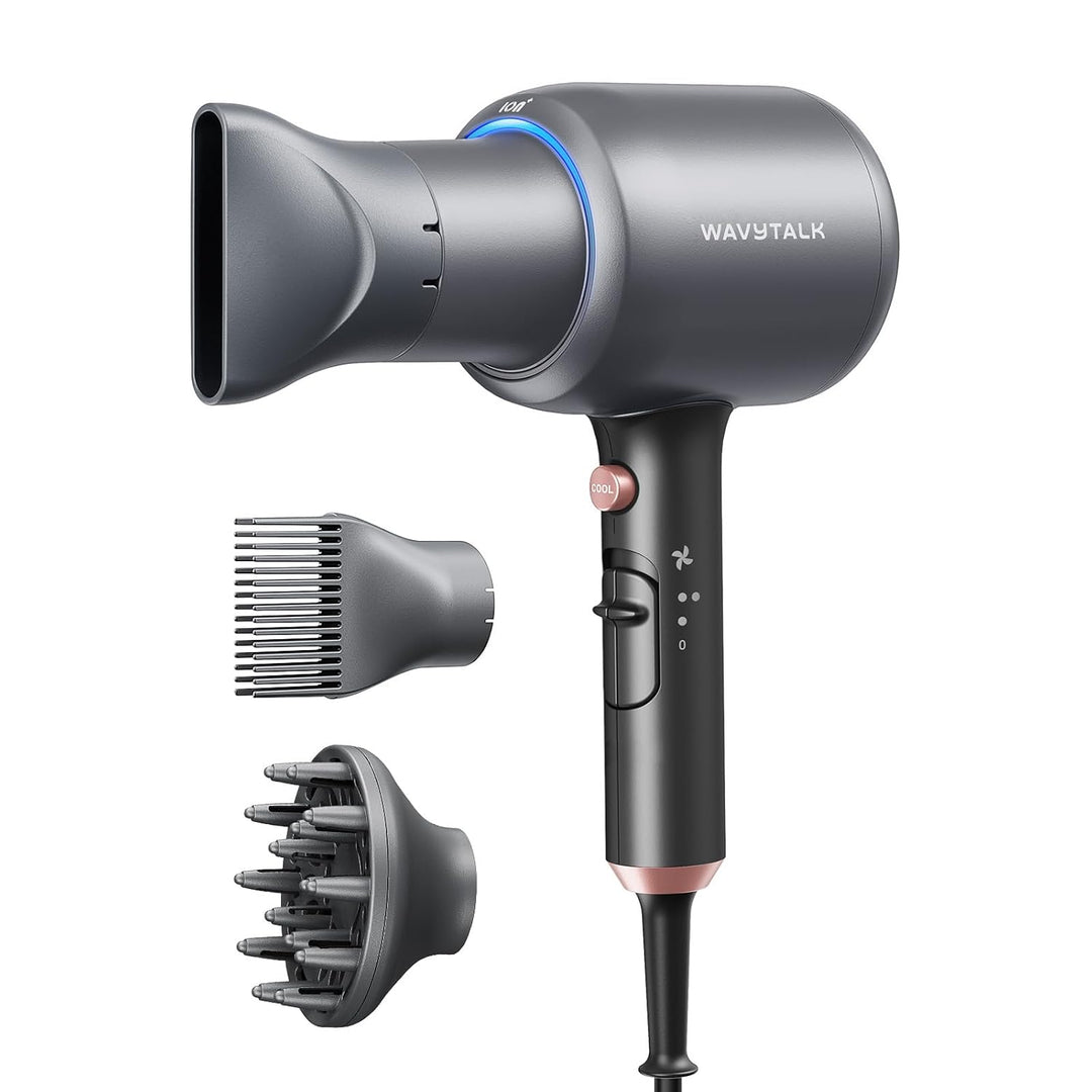 Wavytalk 1875W Ionic Hair Dryer | Diffuser & Comb for Curly Hair | Green