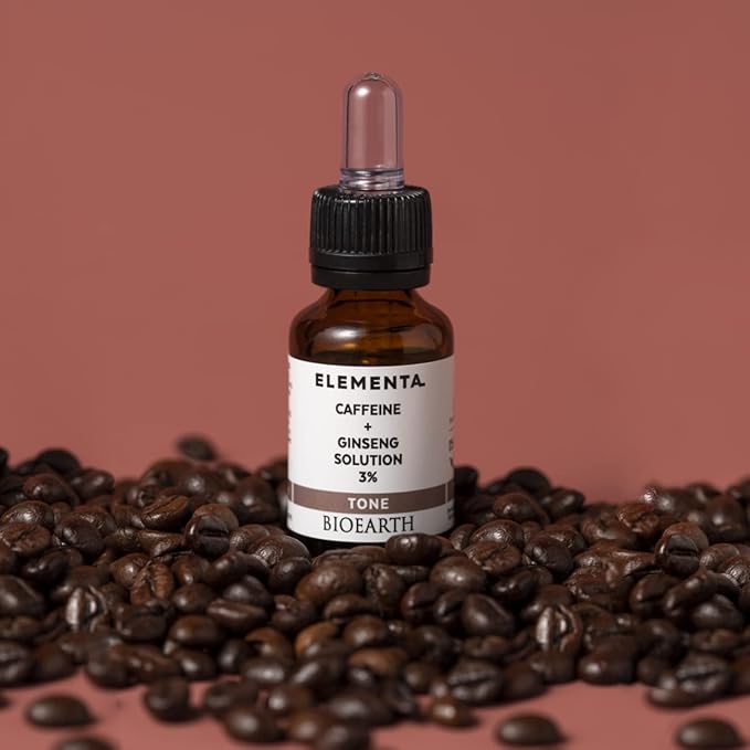 Bioearth Elementa,TONE face serum with caffeine and 3% ginseng extract for bags and dark circles, Draining and toning effect, Dermatologically tested, 100% vegan, AIAB certification - 15ml Pack