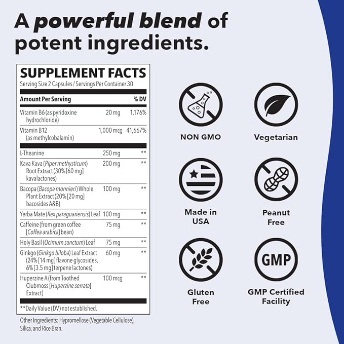 LifeSeasons - Focus-R - Concentration Support Supplement - All Ages - Enhances Mental Performance & Focus - Increases Attention Span - L-Theanine, Kava Kava, Bacopa, Vitamin B & More - (60 Capsules)