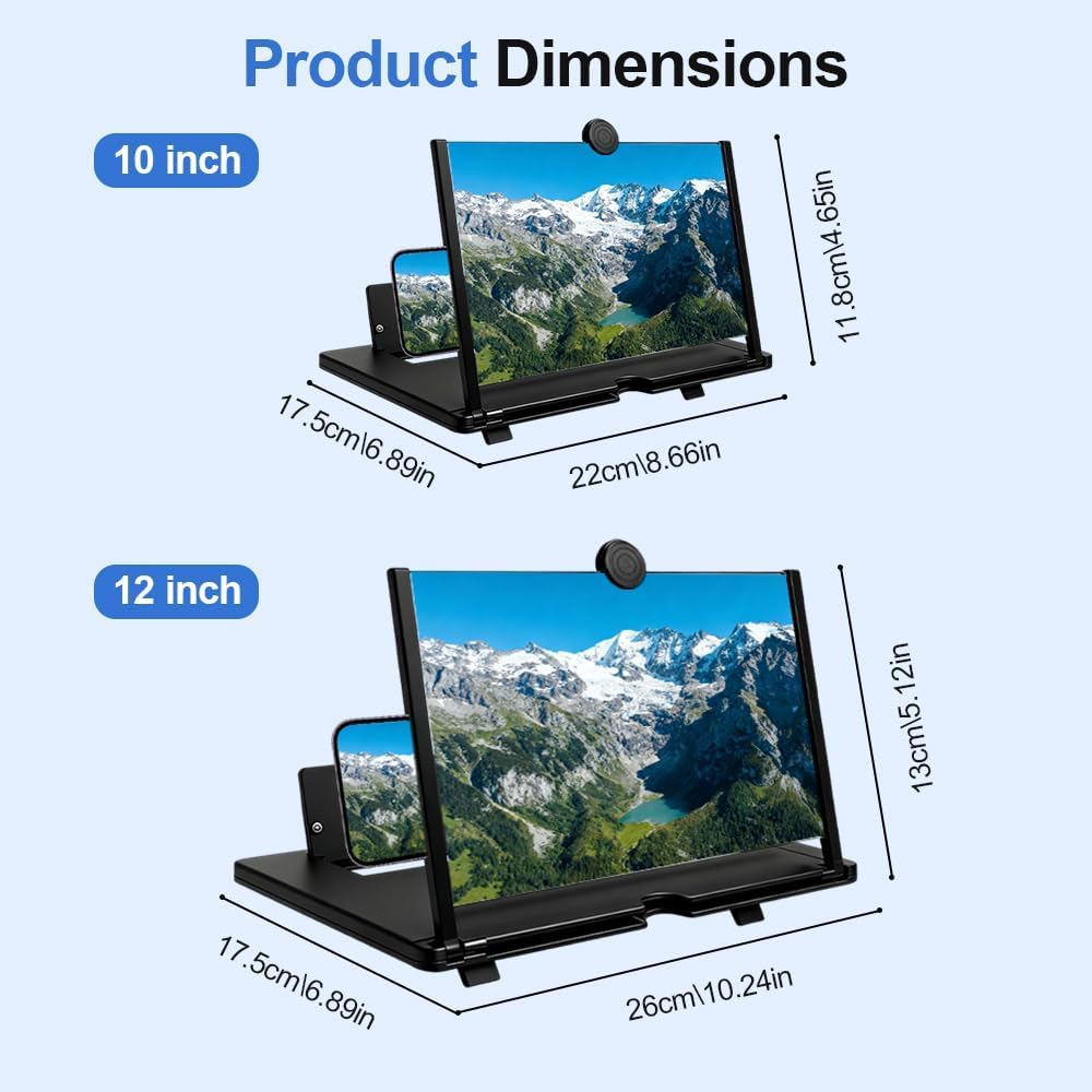 Screen Magnifier Version, 2026 New 3D HD Screen Magnifier for All Smartphones,Amplifier Desktop Magnifying for Seniors Reading,Gift for Mom Dad Family (White, 12 inch)