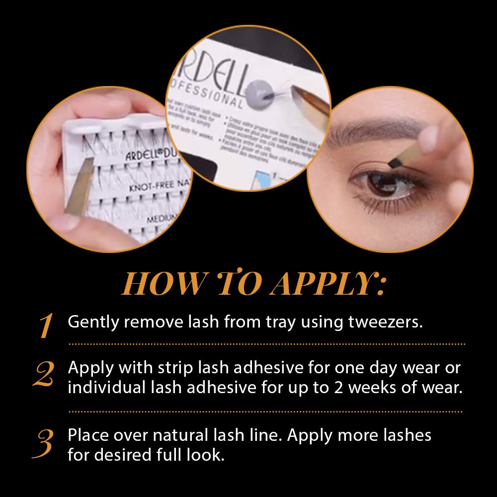 Ardell Individual Lashes Trios Long Black - Lightweight, DIY Lash Clusters, Easy to Apply Eyelash Extensions, 4 Pack