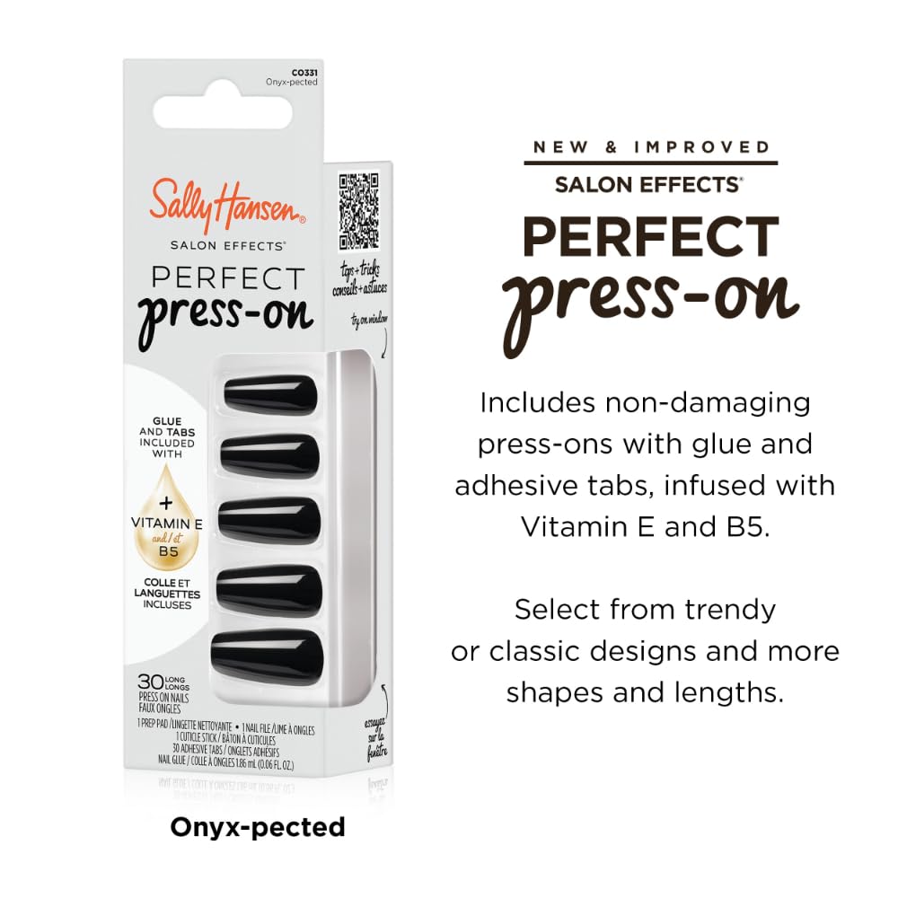 Sally Hansen Instant Cuticle Remover | Press-On Nails Kit with Glue & 30 Designs