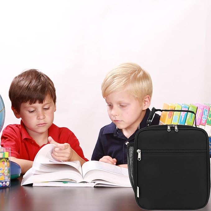 Lunch Box for Kids Boys Girls Men Women, Insulated Small Soft Cooler Lunch Bag Kit for School Work Picnic Travel - Reusable Portable lunchbox, Black