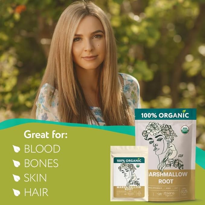 Marshmallow Root Tea (Althea Officinalis) – Organic Marshmallow Root – Throat Tea - Gut Lining, Digestion, Respiratory Health - Blood, Bones, Skin, Hair - Marshmellow Herb – 4 Ounces