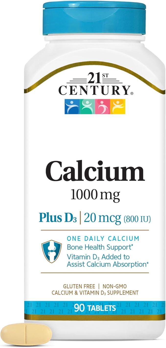 21st Century Calcium Plus D Tablets, 1000 mg, 90 Count