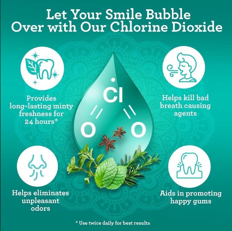 GuruNanda Fresh Breath Mouthwash, ADA-Accepted, Alcohol & Fluoride-Free, Sodium Chlorite, Essential Oils & Vitamins, 12-Hrs Fresh Breath, Wild Mint, 33.8 oz