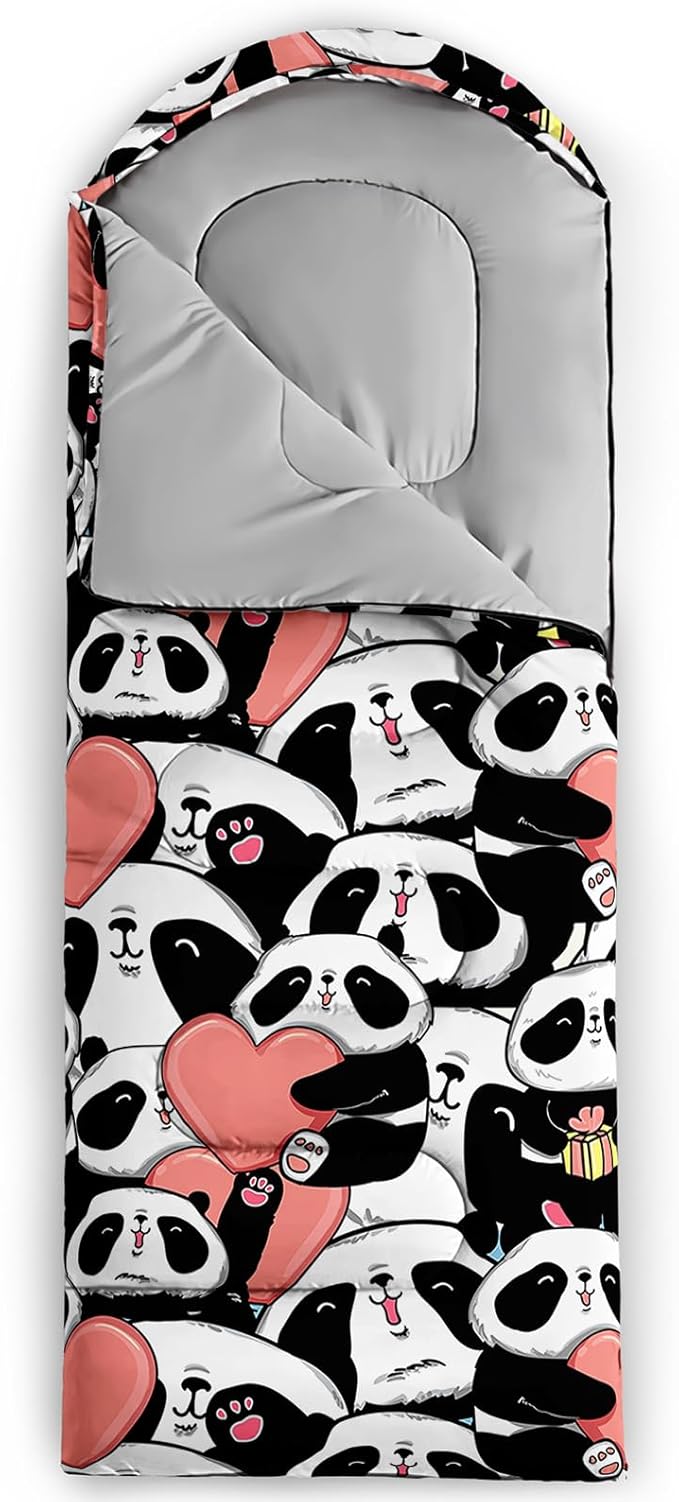 AILONEN Cartoon Fox Camping Sleeping Bag for Boys Girls Adults,Lightweight & Waterproof,3 Season Warm & Cold Weather,Portable,Kawaii Fox Printed Sleeping Bag,Traveling,Camping,Hiking