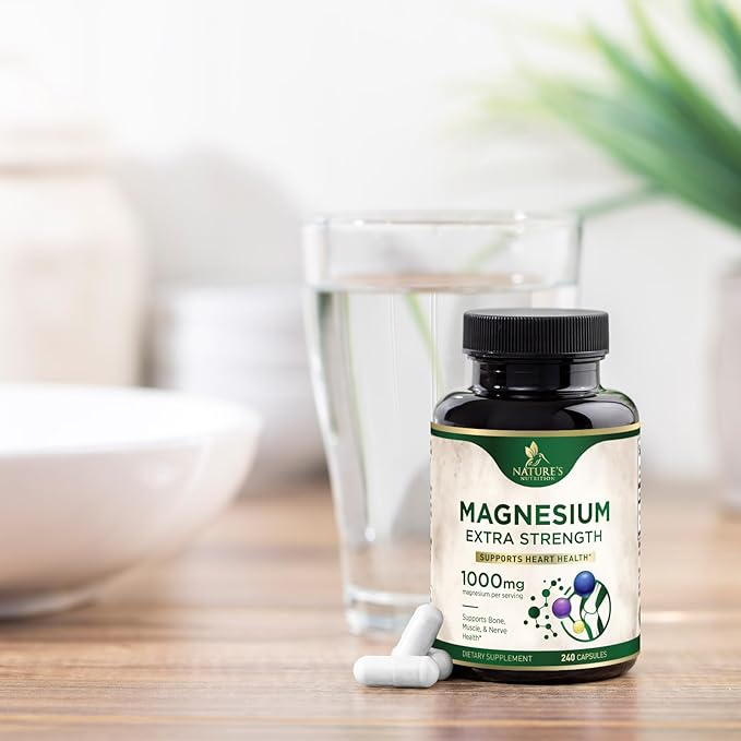 Magnesium Supplement (Citrate Oxide) 1000mg for Best Absorption, Supports Bone, Heart Health, Nerves, Muscles & Metabolism, Nature's Pure Magnesio Vitamin Pills, Bottled in USA, 240 Capsules