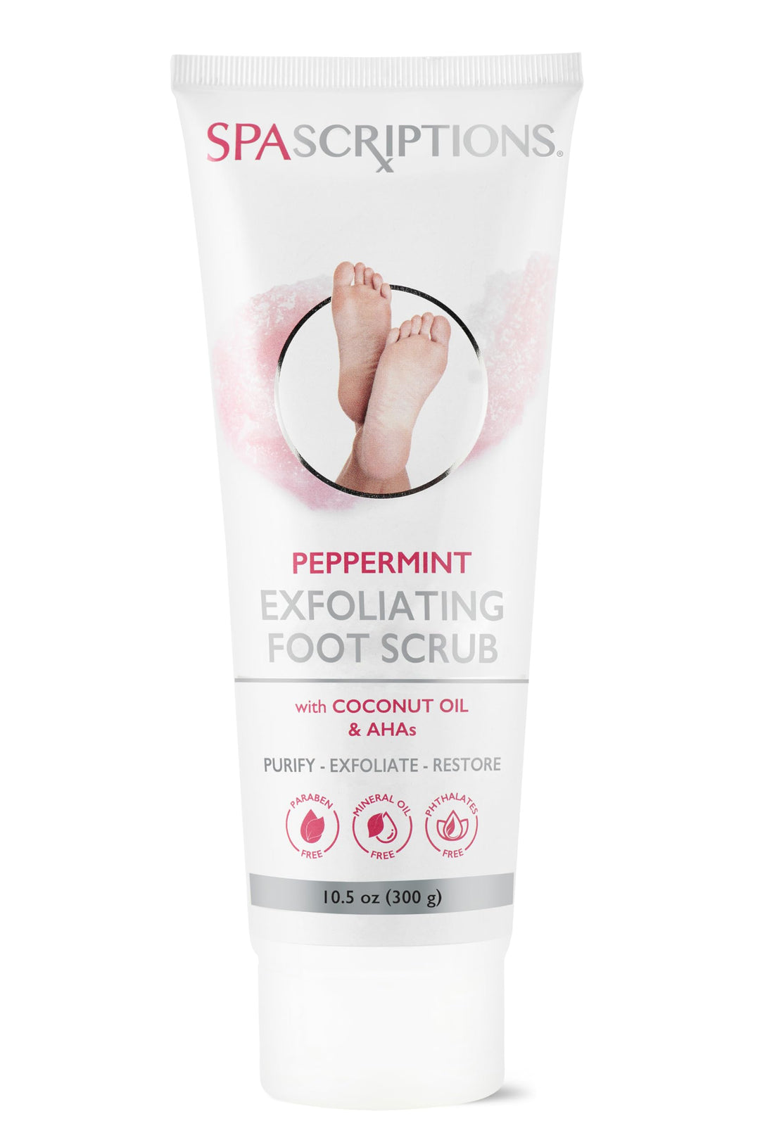 SpaScriptions Peppermint Exfoliating Foot Scrub with Peppermint, Coconut Oil, Alpha Hydroxy Acids (AHAs), Exfoliates, Purify, and Restores (10.5 oz)