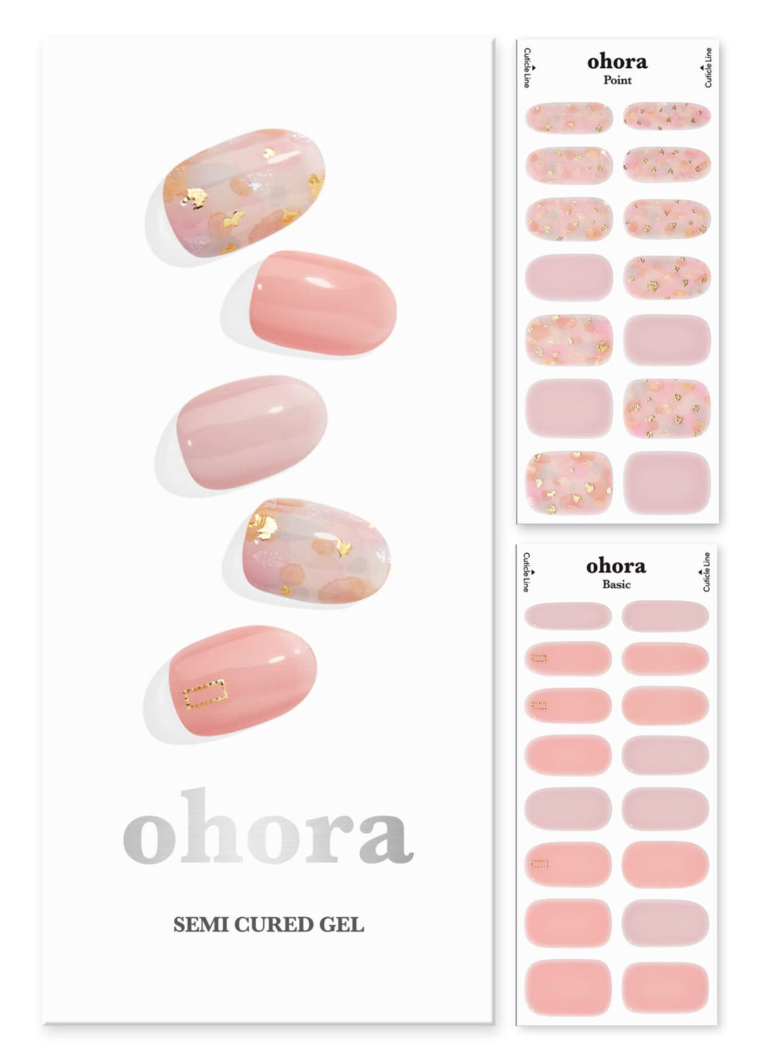Ohora Semi Cured Gel Nail Strips (N Lazy Sunday) - Pink, Patterned, Works With Uv/Led Lamps, Salon-Quality, Long Lasting, Easy T