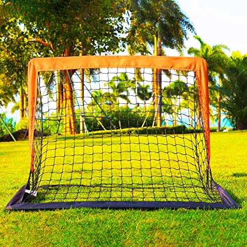 Dimples Excel Soccer Goals Kids Soccer Net for Backyard (3x2.2 FT 1 Pack, Orange Black)