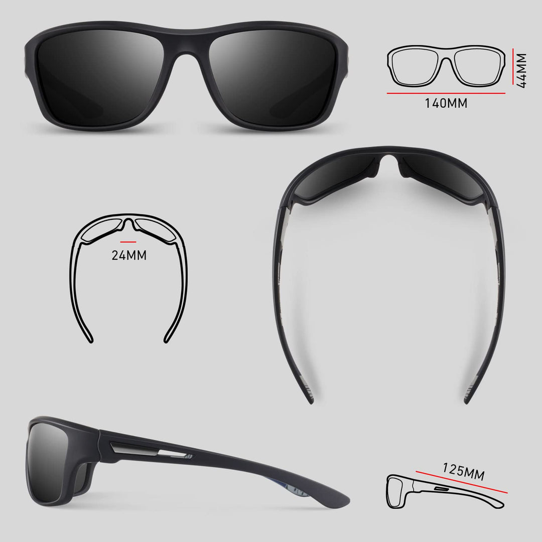 WEAROYO Polarized Sports Sunglasses for Men Women,Fishing Driving Rectangular Goggles UV400 Protection