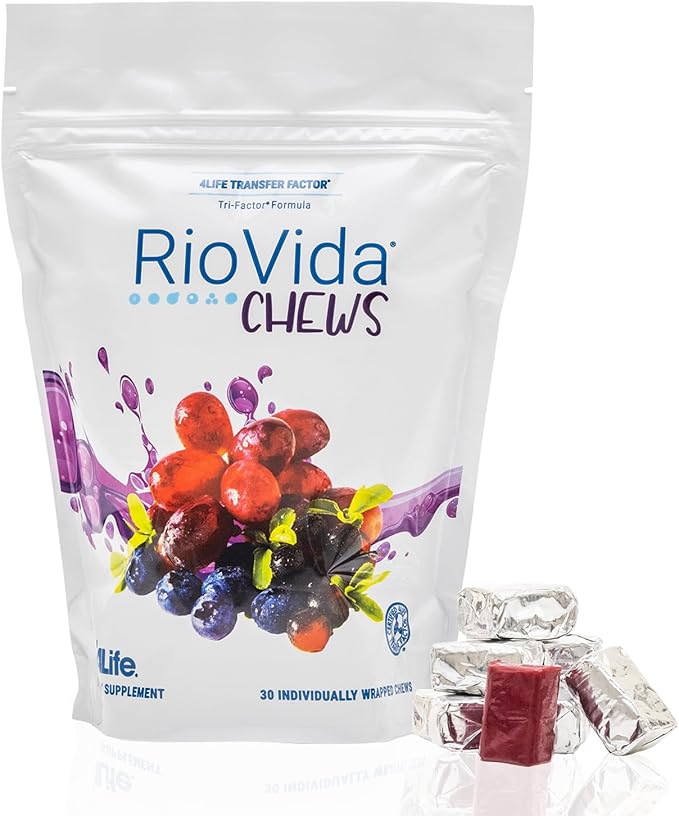 4Life RioVida Chews, Supplement Supports Immune System & Healthy Aging with Elderberry, Acai Berry & Transfer Factor Proteins - 30 Chews