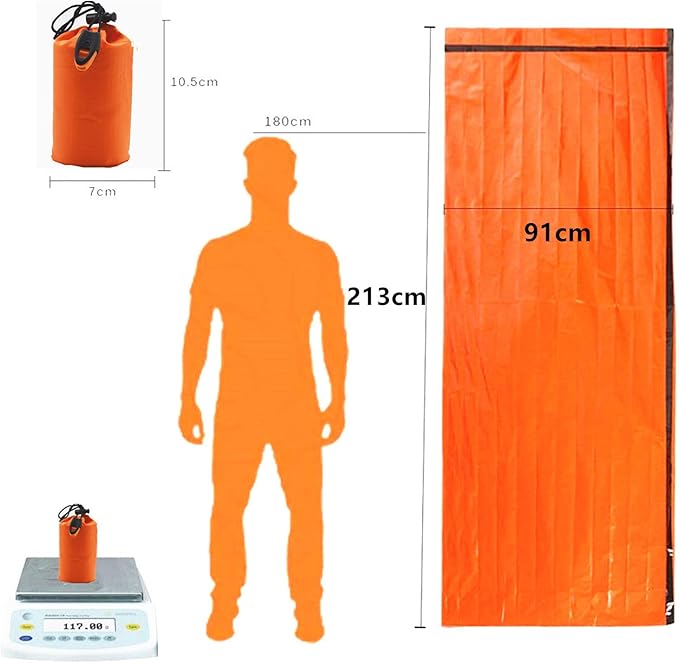 2-Person Emergency Sleeping Bag, Ultra Lightweight Waterproof Thermal Bivy Sack Cover, XL Emergency Shelter Survival Kit for Hiking Outdoor Camping …